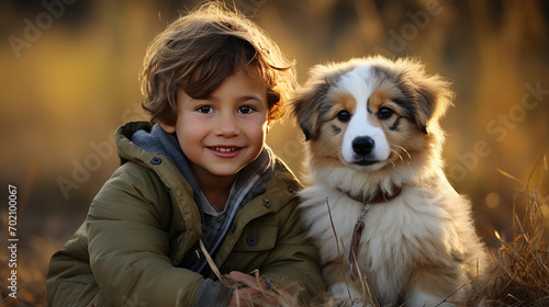 little boy with a puppy 