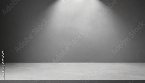 Empty gray background and stand display with studio for showing or design concept