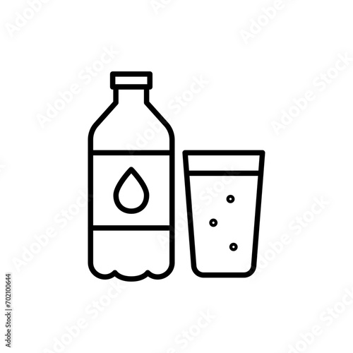 Mineral water outline icons, drink minimalist vector illustration ,simple transparent graphic element .Isolated on white background