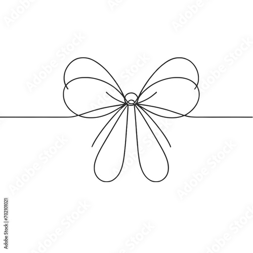 Continuous outline of a bow in one line, simple vector sketch