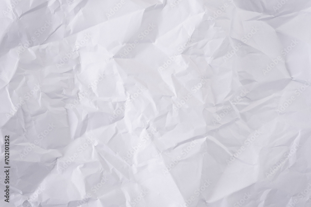 Fototapeta premium White crumpled paper texture background, clean white wrinkled paper, top view.