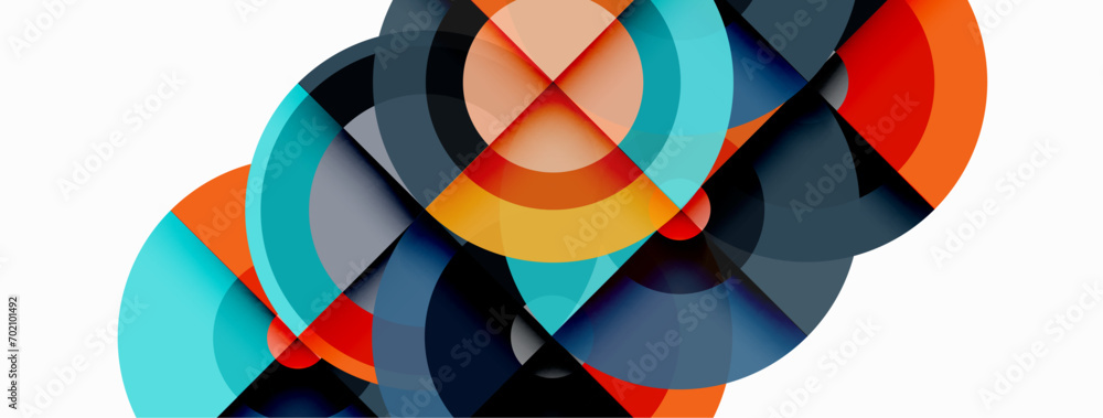 Obraz premium Circles with shadows trendy minimal geometric composition abstract background