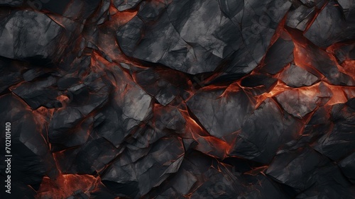 Black Rocks with Molten Lava Magma Background