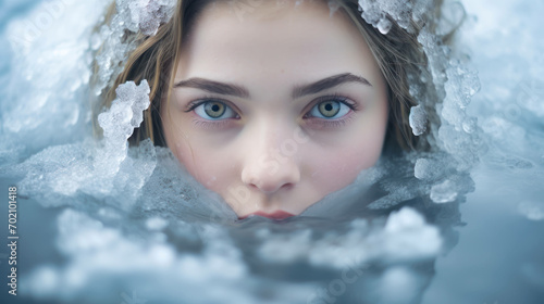 cryophobia: an in-depth, ultra-realistic exploration of the paralyzing fear of extreme cold, ice, and frost, capturing the intense anxiety and discomfort in frigid environments - ai generated photo