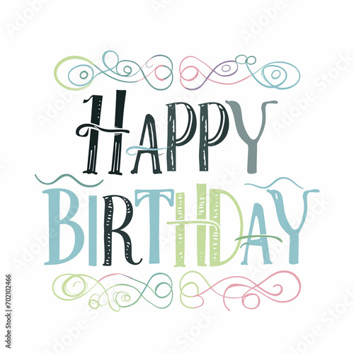 vector text "HAPPY BIRTHDAY" , soft and vibrant pastels, letterboxing