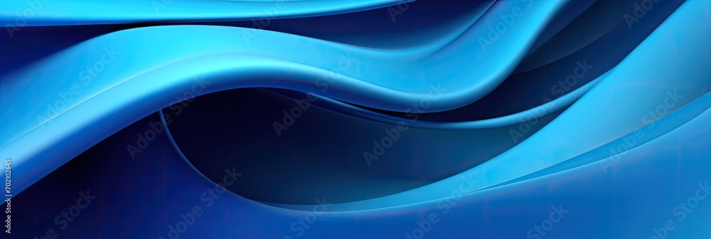 3d render, abstract modern blue background, folded ribbons macro, fashion wallpaper with wavy layers and ruffles - obrazy, fototapety, plakaty 