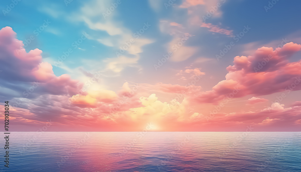 Beautiful sunset with blue and pink sky
