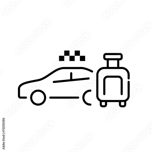 Airport taxi. Cab and luggage. Pixel perfect, editable stroke icon