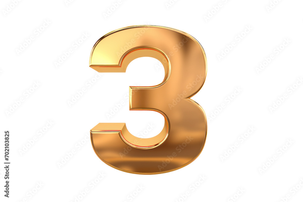 Gold number. 3D rendering isolated on transparent background,png file Gold number. 3D rendering isolated on transparent background,png file