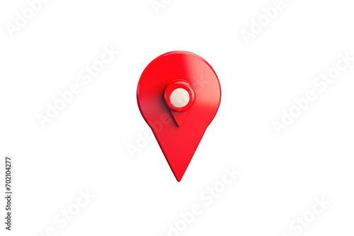 Red GPS map location 3D icon isolated on transparent background,png file