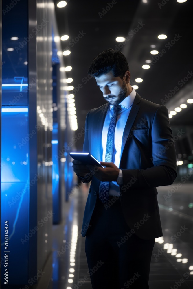 Naklejka premium CEO Confidence. Businessman's Profound Look at Open Space