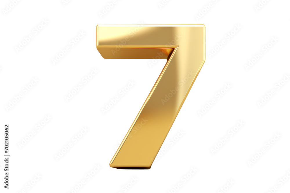 Gold number7. 3D rendering isolated on transparent background,png file Gold number7. 3D rendering isolated on transparent background,png file