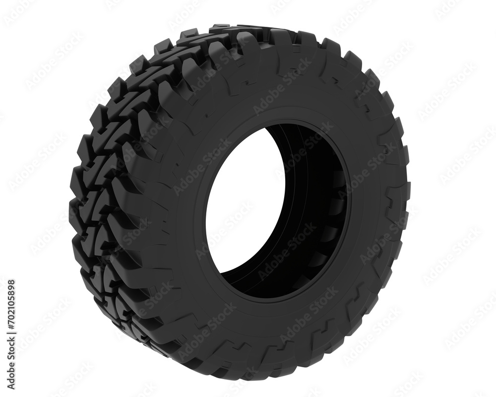 Offroad tire isolated on background. 3d rendering - illustration Offroad tire isolated on background. 3d rendering - illustration