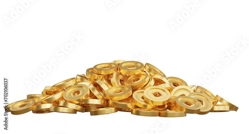 3d render of chinese pile of golden coins.