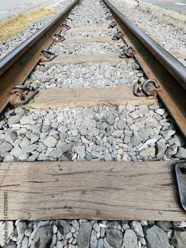 The structure on a railway or railroad consisting of the rails.
