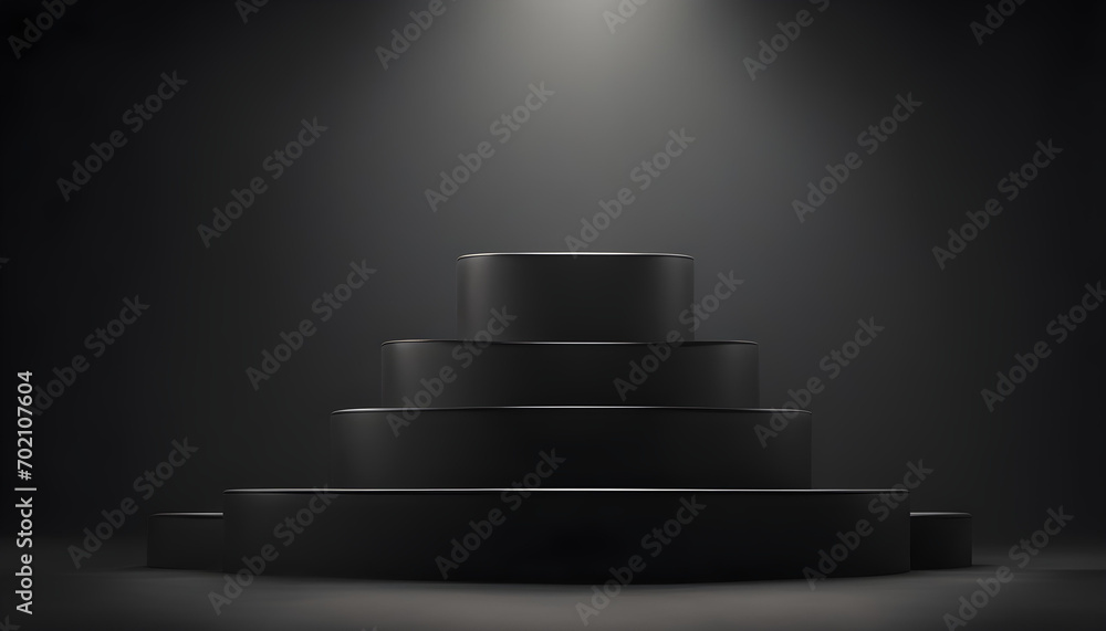 Obraz premium Tier Black Winner's Podium in the Spotlight