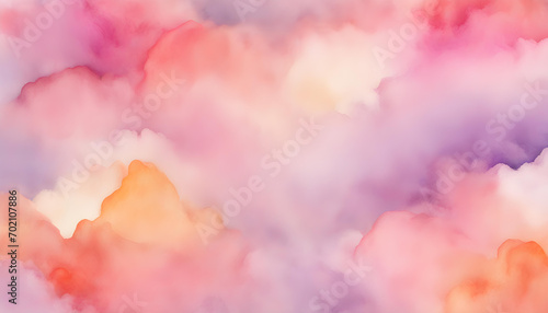 Purple Magenta Pink Peach Coral Orange Yellow Abstract Watercolor - Romantic Sky with Colorful Clouds for Mother's Day, Valentine, Birthday Designs