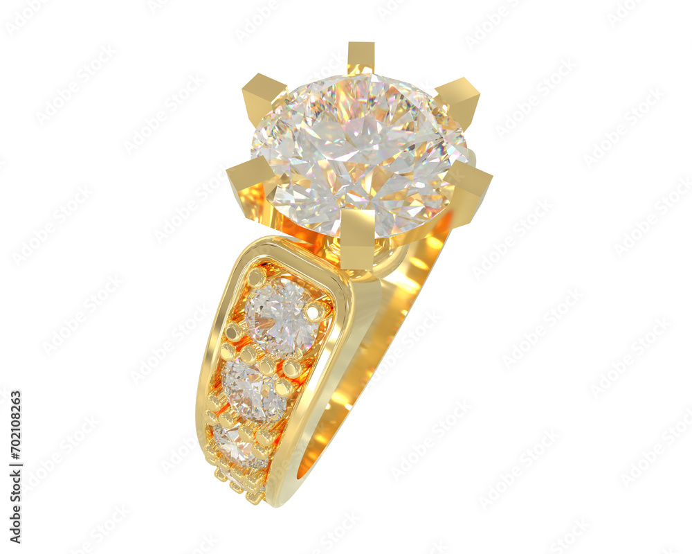 Diamond ring isolated on background. 3d rendering - illustration Diamond ring isolated on background. 3d rendering - illustration