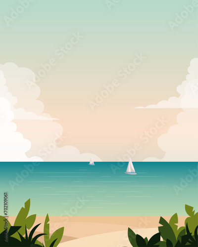 Seascape, wallpaper, vertical banner, poster.