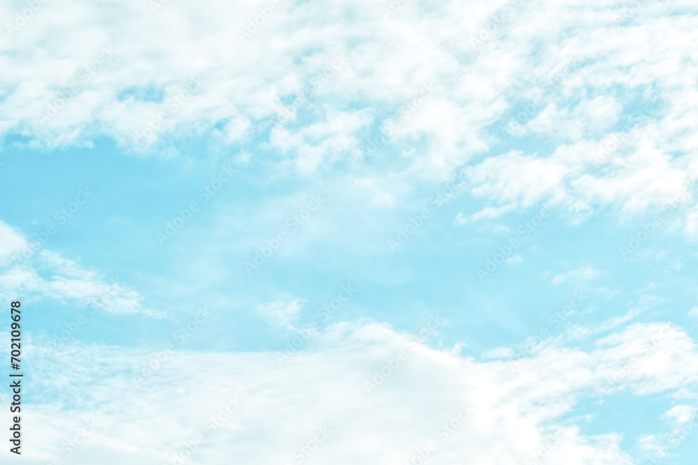Blue pastel sky with white fluffy cloud. Cloudscape background. Autumn, Summer, Spring time season sky. Peaceful Calm Relaxation Freedom of life and Positive Energy Concepts. Copy space. Blue pastel sky with white fluffy cloud. Cloudscape background. Autumn, Summer, Spring time season sky. Peaceful Calm Relaxation Freedom of life and Positive Energy Concepts. Copy space.