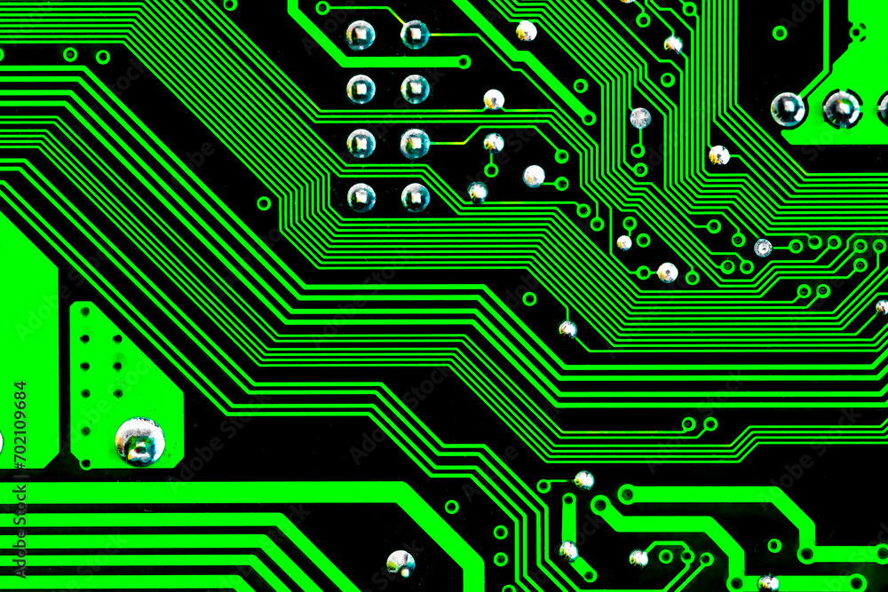 Macro Close up of printed wiring on PC circuit board. Macro Close up of printed wiring on PC circuit board.