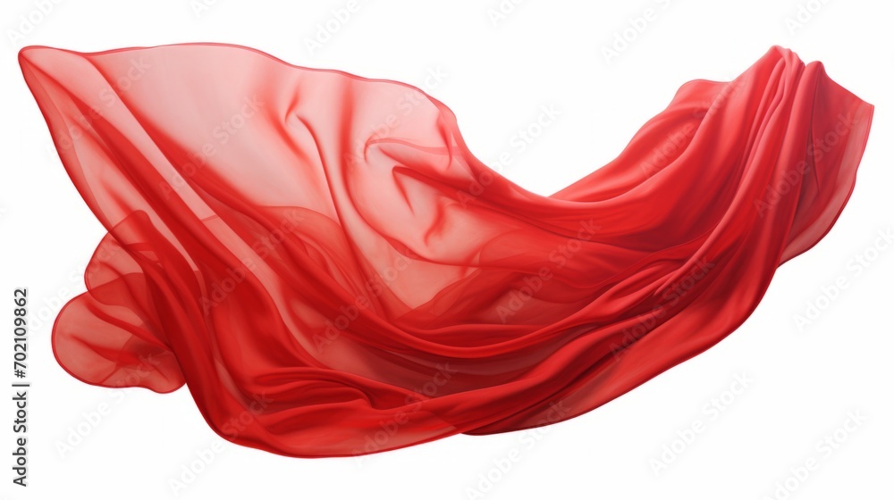 Red cloth that is floating and hiding something unknown underneath. Fabric isolated on white background. Red cloth that is floating and hiding something unknown underneath. Fabric isolated on white background.