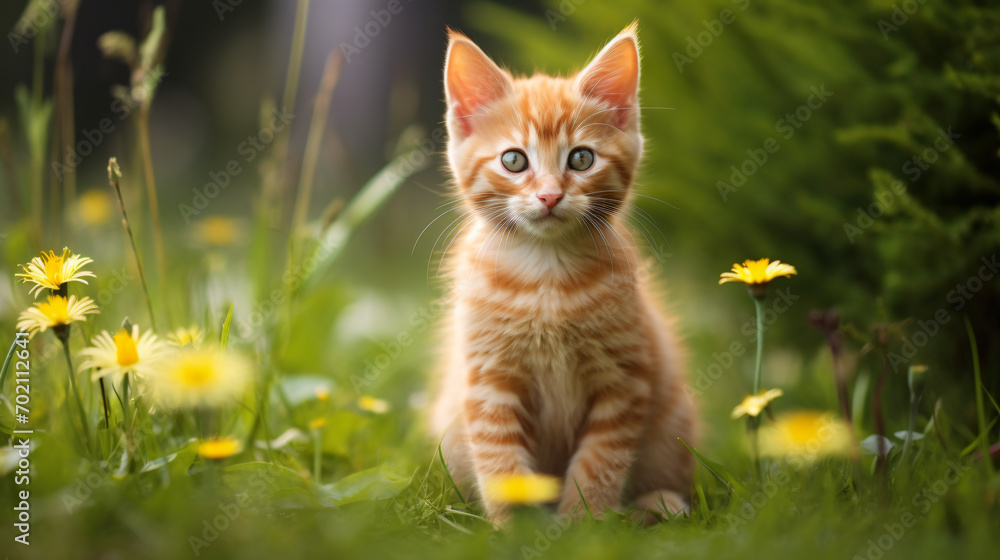 A cute red kitten
