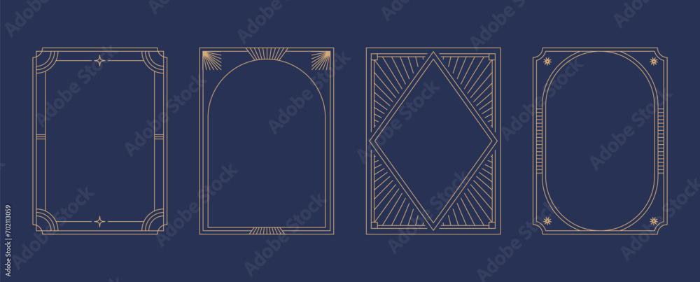 Art Deco frames minimalist collection. Elegant luxury borders and frames, vector templates design