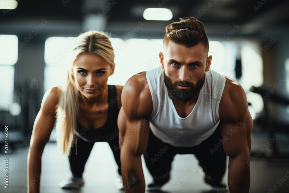 Fitness Duo in Intense Workout Session