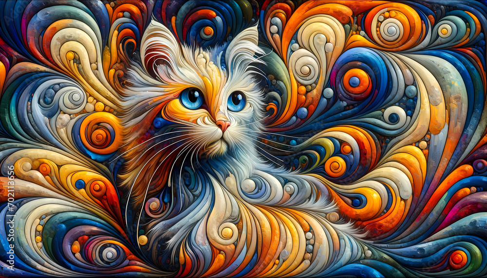 Obraz premium Abstract oil painting of a cat for wall decor