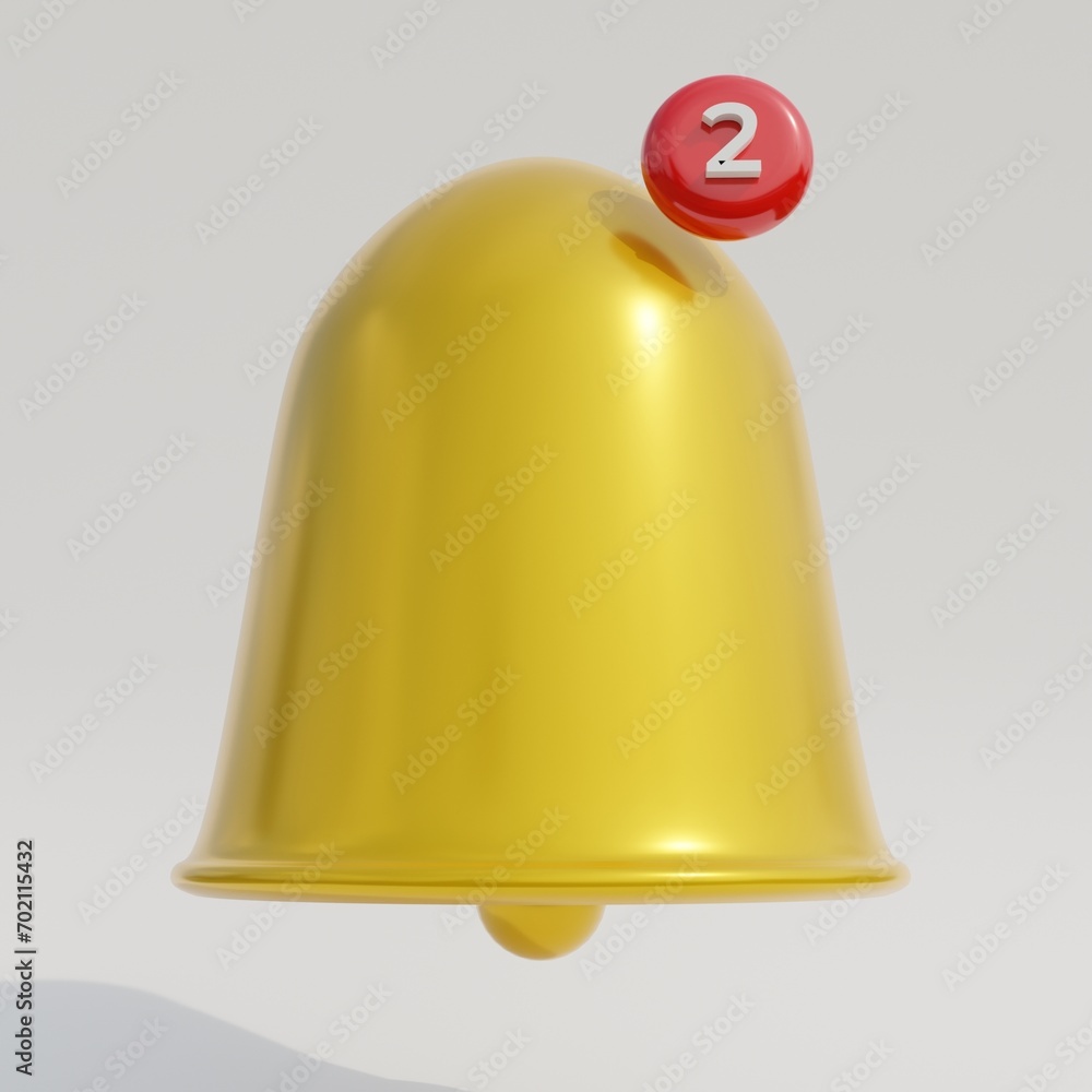 3D notification Icon realistic look with glossy effect.
