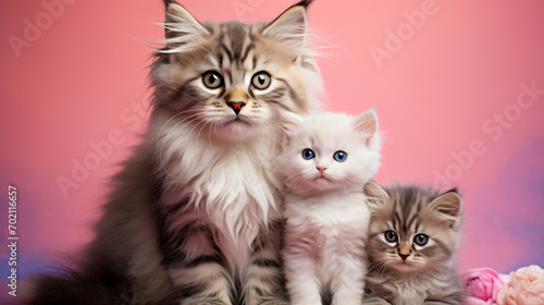 British mother a cat and kittens © khan