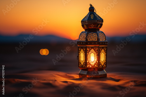 Muslim lamp in a desert background