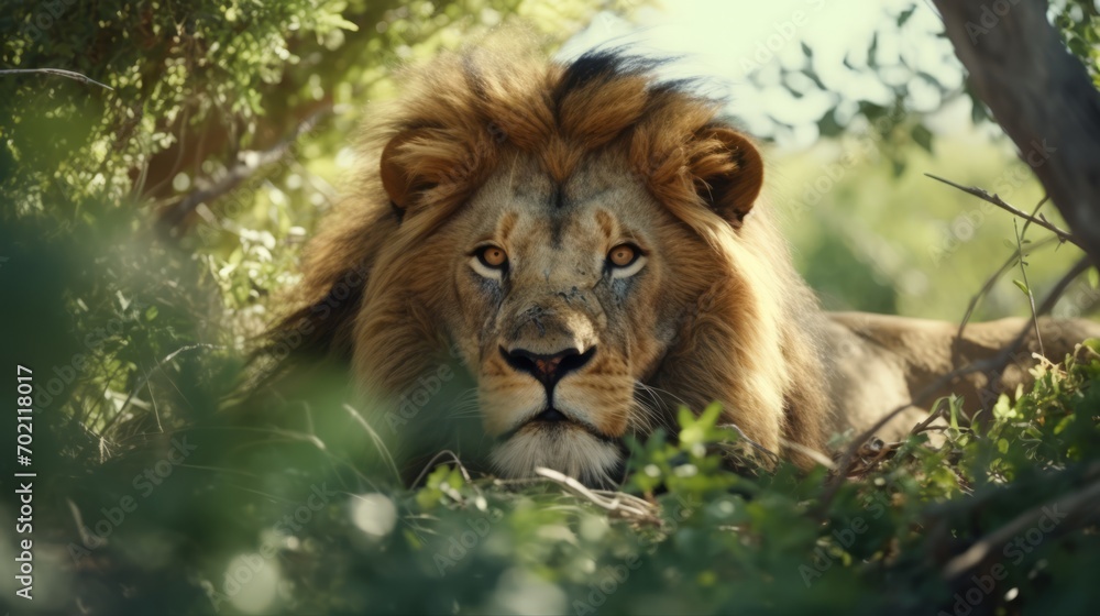 Male lion in Kruger National Park, South Africa ; Specie Panthera leo family of Felidae Generative AI Male lion in Kruger National Park, South Africa ; Specie Panthera leo family of Felidae Generative AI