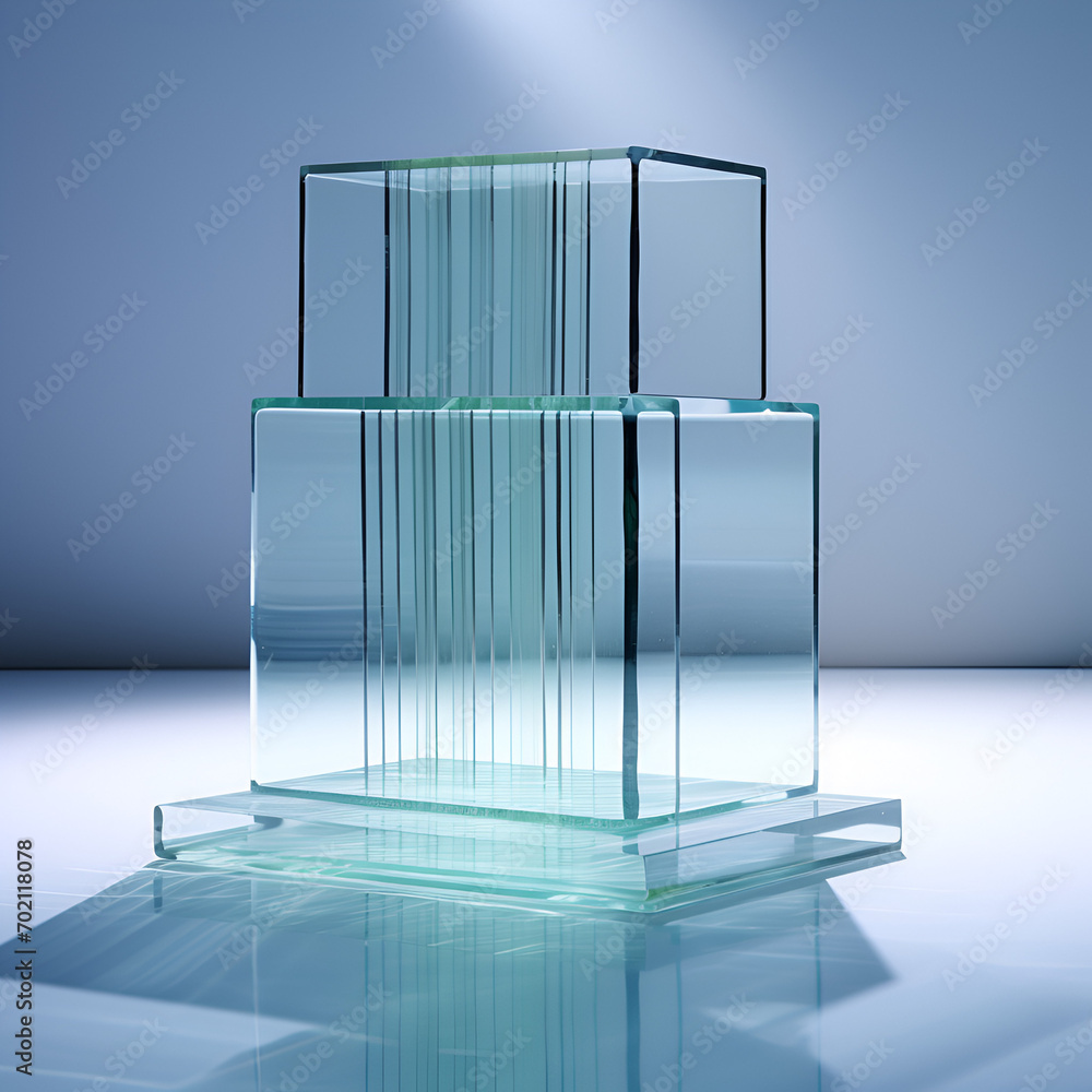 3d glossy product crystal clear podium, product stand, abstract modernism,crystal clear glass Ai generated