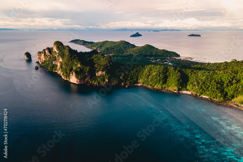 Koh Phi Phi Don Thailand, Drone aerial view of Koh Phi Phi Thailand on a beautiful summer day