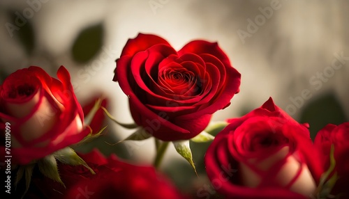 close up of a red rose  love with a heart-shaped Valentine s card nestled among velvety red roses. symphony of passion and tenderness. beauty of love red hearts on white background High quality photo