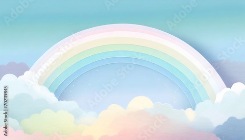 山にかかる虹のイラスト photo