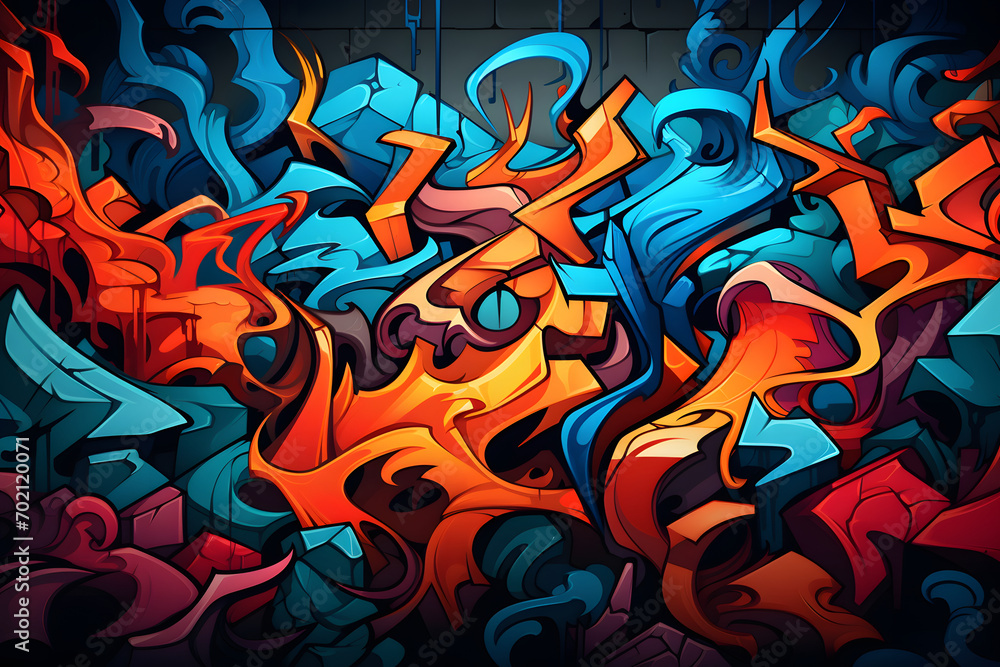 Obraz premium Graffiti Fusion: Lebendiger Hintergrund im urbanen Street-Art-Style