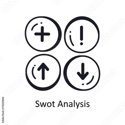 Swot Analysis vector outline doodle Design illustration. Symbol on White background EPS 10 File 