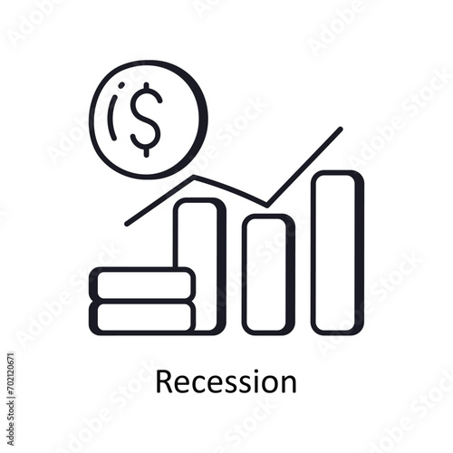 Recession vector outline doodle Design illustration. Symbol on White background EPS 10 File 