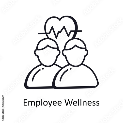Employee Wellness vector outline doodle Design illustration. Symbol on White background EPS 10 File 
