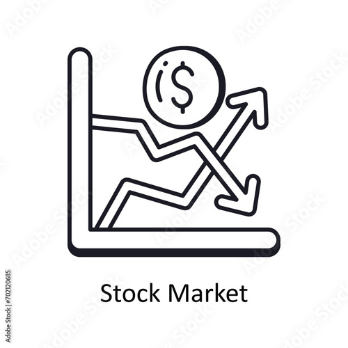 Stock Market vector outline doodle Design illustration. Symbol on White background EPS 10 File 