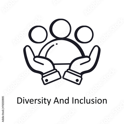 Diversity And Inclusion vector outline doodle Design illustration. Symbol on White background EPS 10 File 