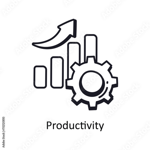 Productivity vector outline doodle Design illustration. Symbol on White background EPS 10 File 