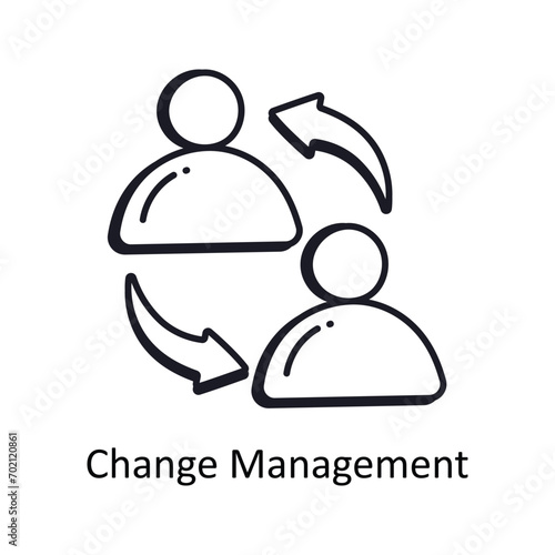 Change Management vector outline doodle Design illustration. Symbol on White background EPS 10 File 