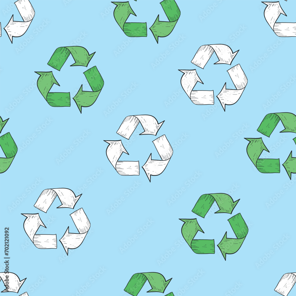 Recycle Sign and Renewable Icon Vector Seamless Pattern Hand Drawn Retro Style Recycling Concept Pattern Background Can be used as Wallpaper Card or Banner Template. Eco Friendly and Reusable Products Recycle Sign and Renewable Icon Vector Seamless Pattern Hand Drawn Retro Style Recycling Concept Pattern Background Can be used as Wallpaper Card or Banner Template. Eco Friendly and Reusable Products