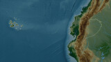 Ecuador with Galápagos Islands outlined. Physical elevation map