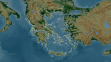 Greece outlined. Physical elevation map