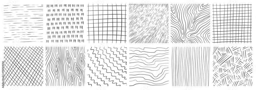Set of hand drawn texture with different pencil patterns. Crosshatch ...